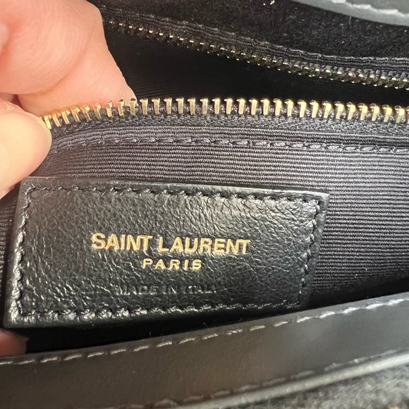 NWT Saint Laurent LouLou Storm Gray Leather Medium Shoulder Bag Gold HW - Picture 12 of 13